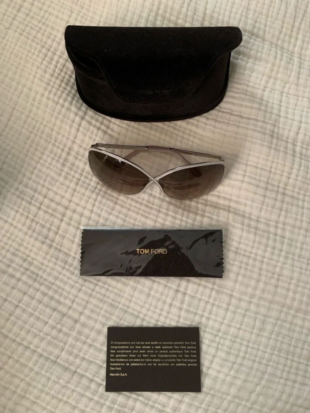 Tom Ford TF179 Silver Frame Brown Gradient Women's Sunglasses with Case